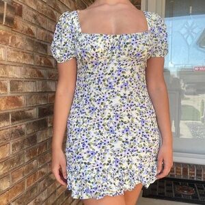 Zara Floral Mini Dress Criss Cross Back